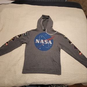 NASA Buzz Aldrin Hoodie Hooded Sweatshirt Adult Medium Gray Apollo Challenger